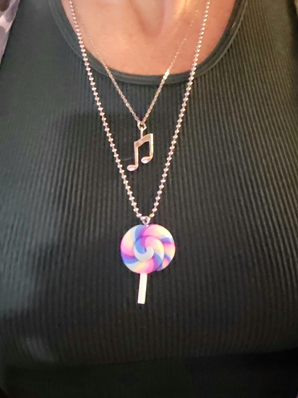 Silver-Tone Music Note & Multicolor Lollipop Layered Necklace - Picture 3 of 3